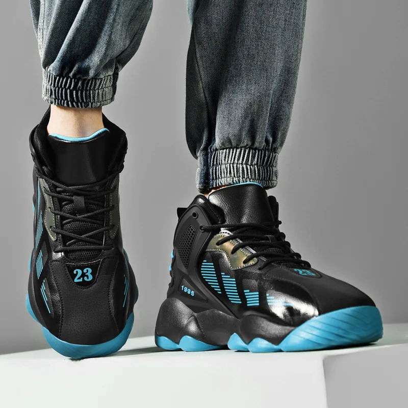 Microfiber Basketball Shoes Sports Casual Fashion Men's Rubber Sole Large Size Non-slip Wear-resistant Soft And Comfortable