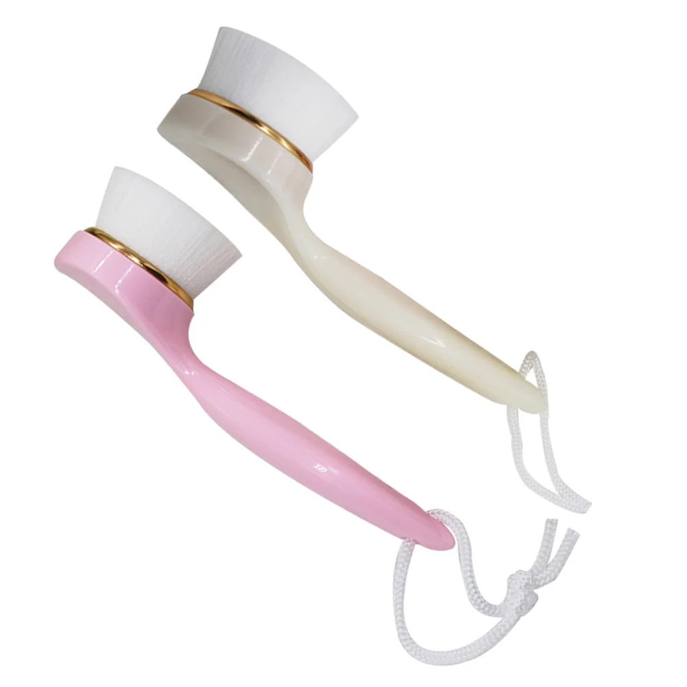 

2Pcs Facial Cleaning Brush Face Washing Brush Long Handle Scrubber Brush for
