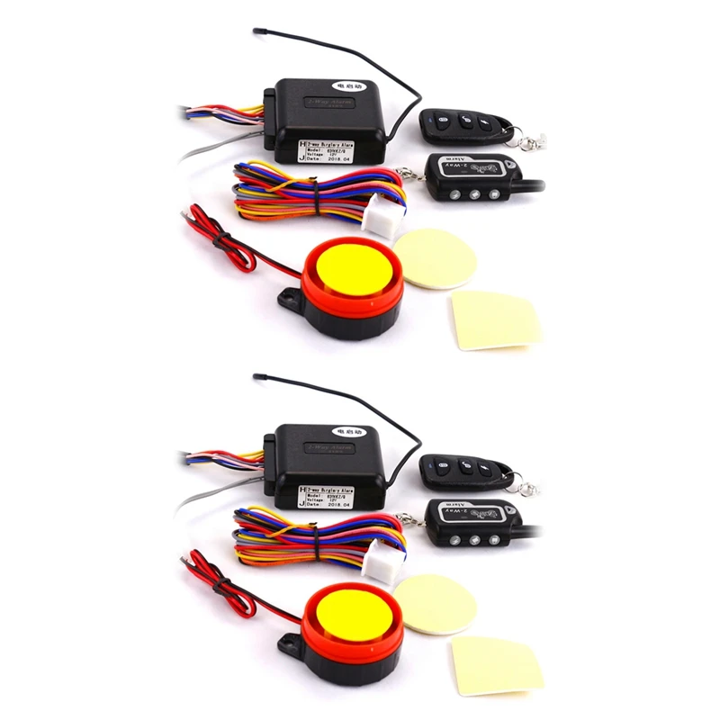 

2X Two Way Alarm Motorcycle Scooter Security 2 Way Alarm Remote Control Engine Start Vibration Alarm Lock System