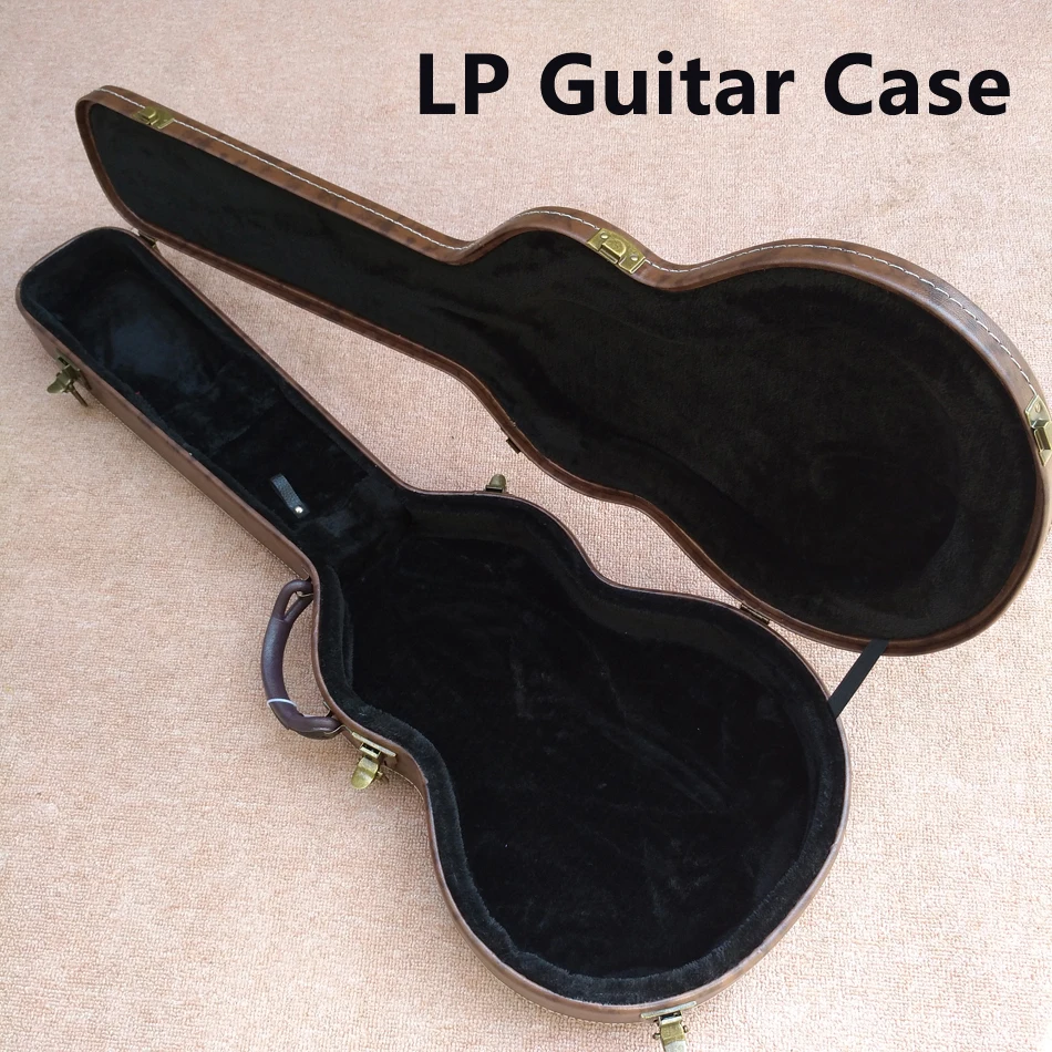 

LP electric guitar hard case, brown leather, black lining, free shipping