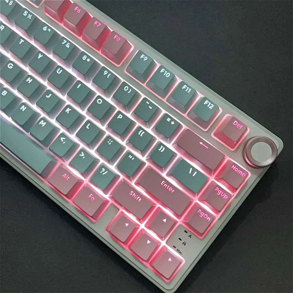 117 розово-синие прозрачные колпачки для клавиш из ПБТ с фронтальной печатью форма