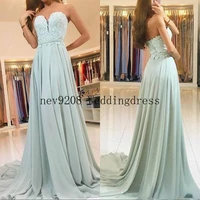rusty sage green chiffon bridesmaid dresses a line sweetheart appliques floor length maid of honor wedding guest prom dress