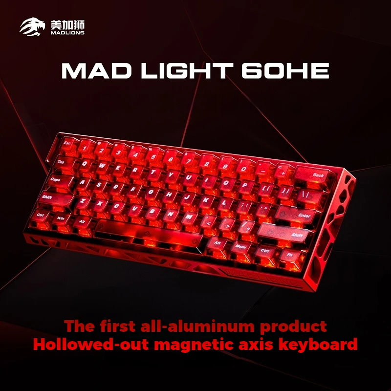 Фото Игровая клавиатура MADLIONS Mad Light 60 HE, полностью алюминиевая, с полыми магнитными переключателями, профессиональная, для киберспорта и офиса, проводная, 8000 Гц №2