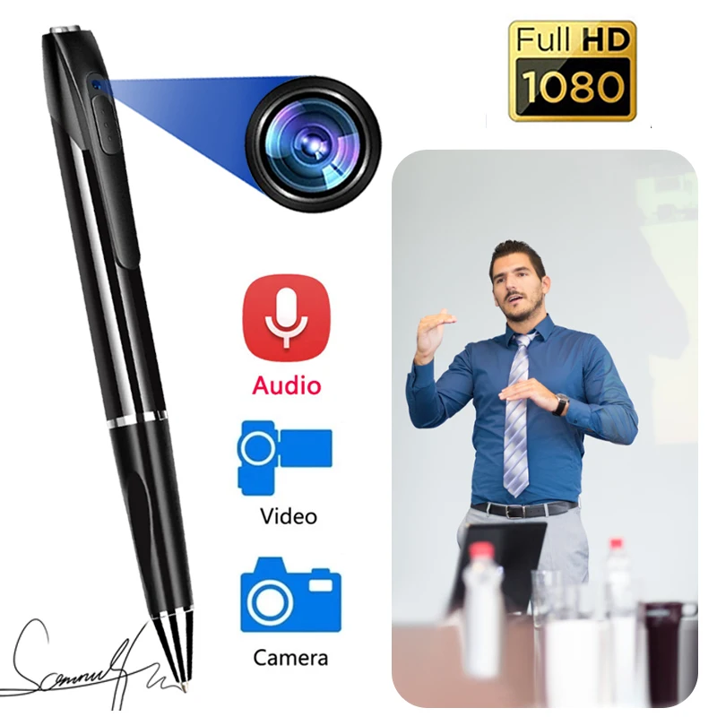 

Mini HD 1080P Portable Camera Pen Wireless Micro Digital Body Micro Video Recorder One Click Record For Business Conference