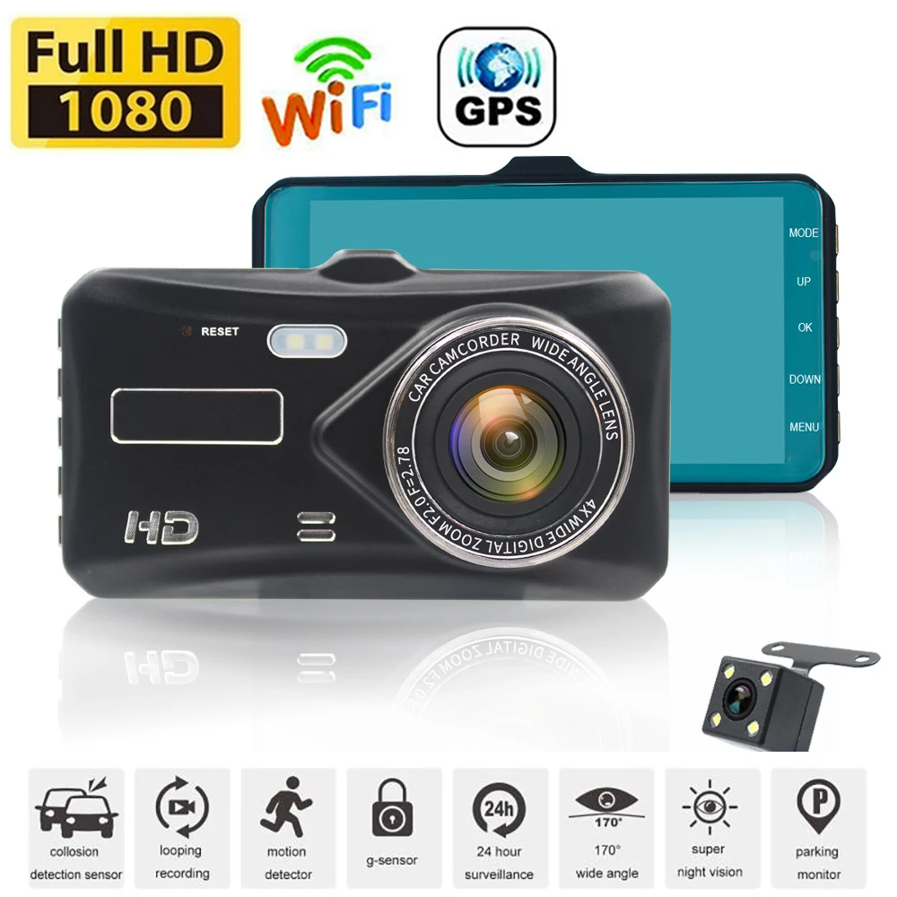 

Car DVR WiFi 4.0" Full HD 1080P Dash Cam Rear View Camera Video Recorder Night Vision Black Box Dashcam Auto DVRs GPS Tracker