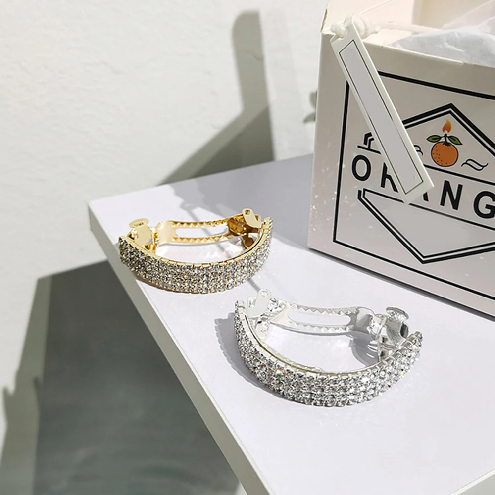 kryształowa sprężyna klip klamra ze skrzypu końskiego niski klips do kucyka metalowa spinka włosów strasami moda damska akcesoria pazurów