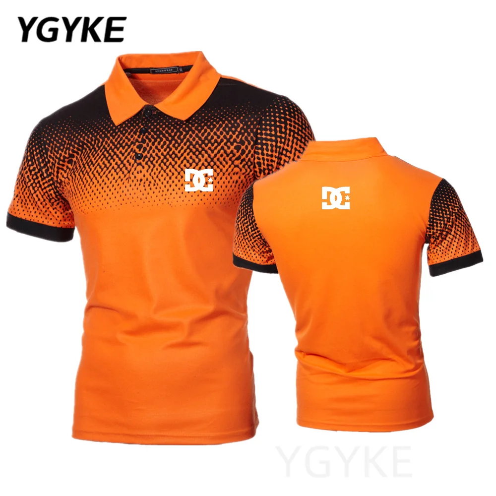 

2022 Summer men's Short-Sleeved Polo Shirt DC Brand Trend All-Match Business T-shirt Casual Gradient Printing Lapel Short Sleeve