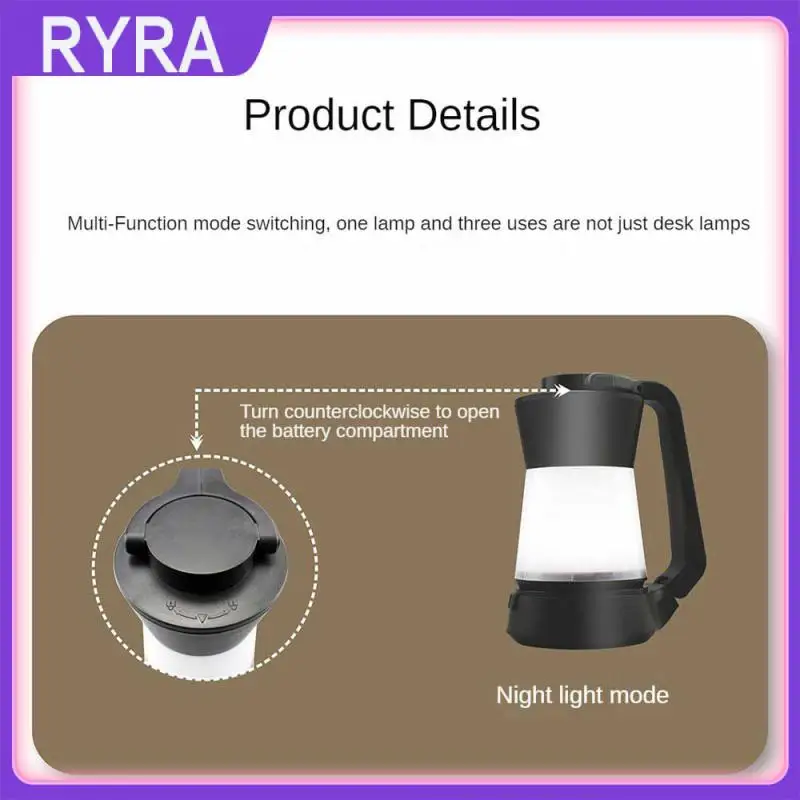 

Светодиодная перезаряжаемая лампа для палатки, 3 в 1, прикроватная лампа с защитой глаз и нажимным переключателем, декоративная домашняя Мал...