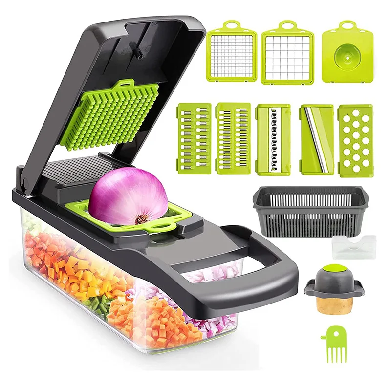 

Vegetable Cutter Multifunctional Fruit Slicer Grater Slicer shredded potato shredder Drain Basket 8 In 1 Gadgets Kitchen tool