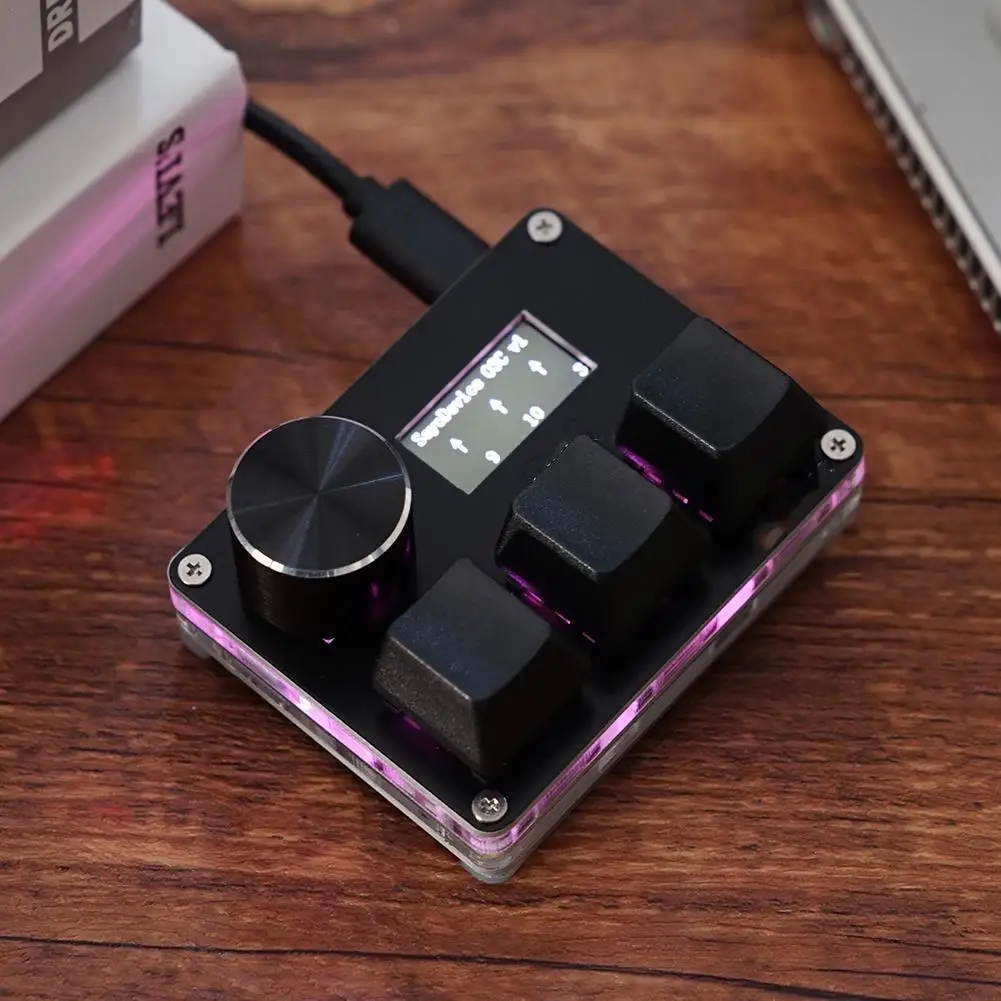 Мини-клавиатура 3 клавиши 1 ручка RGB программирование макро механическая