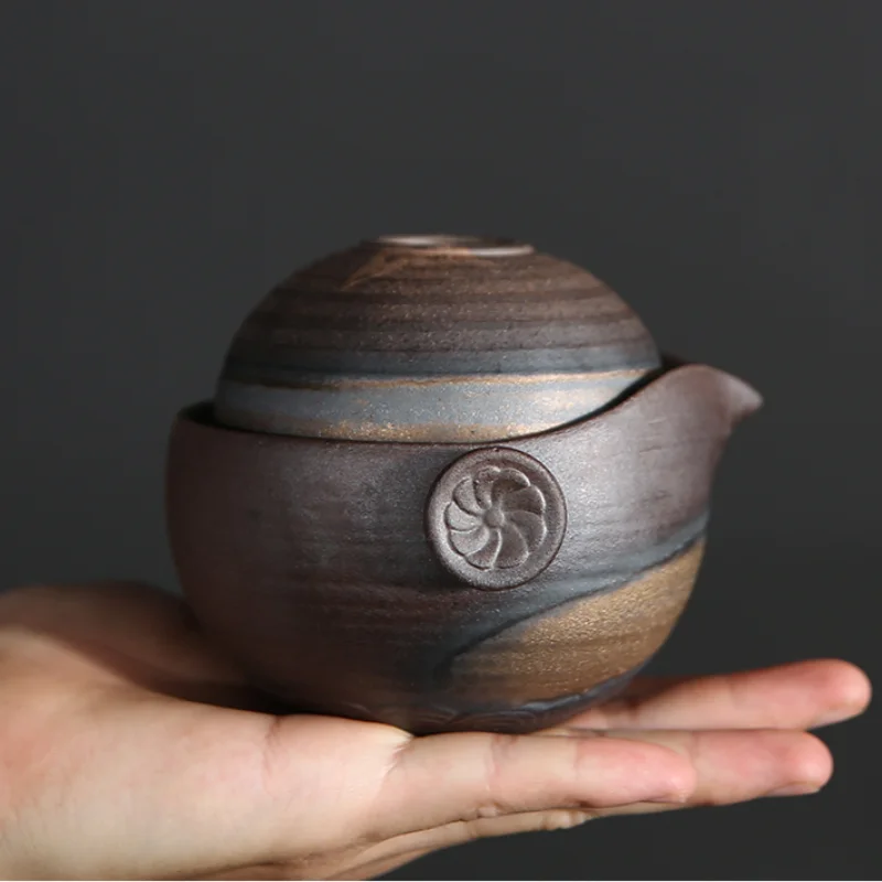 

Japanese Style Ceramic Teapot Kung Fu Gaiwan Coarse Pottery Kettle Water Mug Portable Travel Tea Sets Office Teacup Drinkware