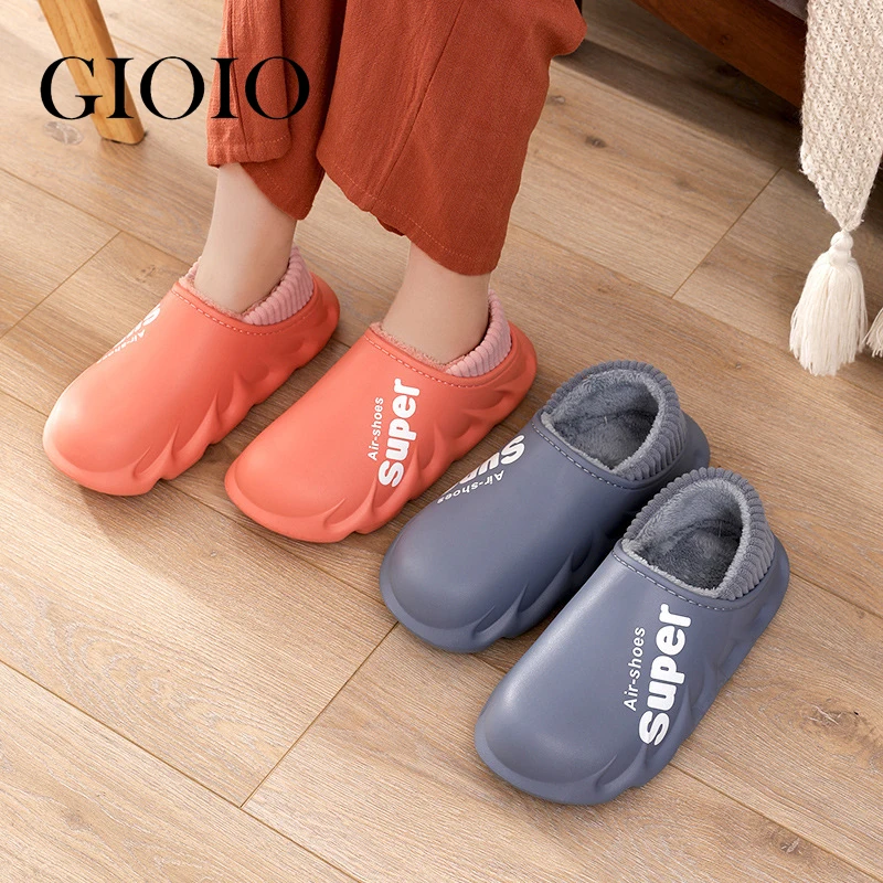2023 New Winter Slippers Warm Men Shoes Waterproof Women Couples Non-Slip Plush Cotton Indoor Outdoor Kids Home Autumn Children