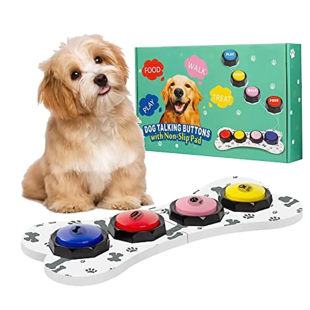 

WHATOOK Dog Buttons Communication For Cat Dog,Buzzer With Recording Function, 4 Pcs Recording Training Summer Pad For Dogs