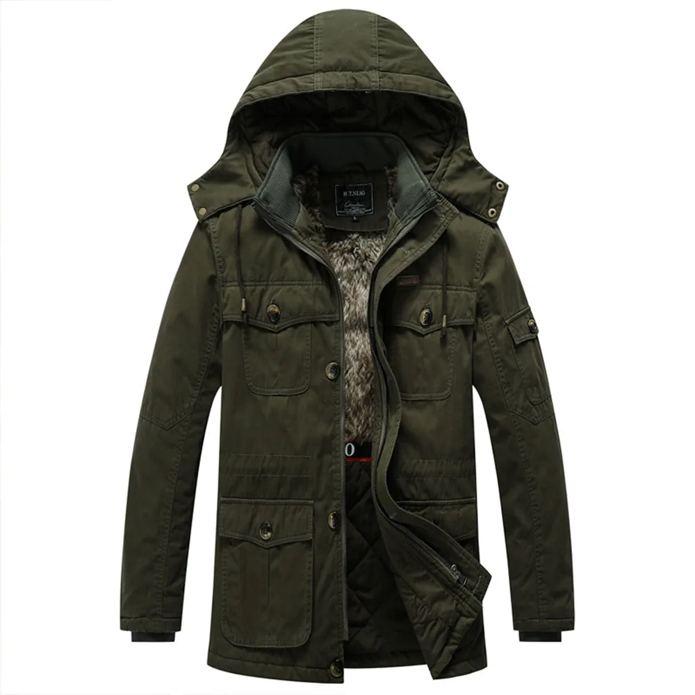 

KOODAO Winter Jackets for Men Cotton-padding Coats Men Clothing Plush and Thicken Made from Cotton ,Black/Green/Khaki