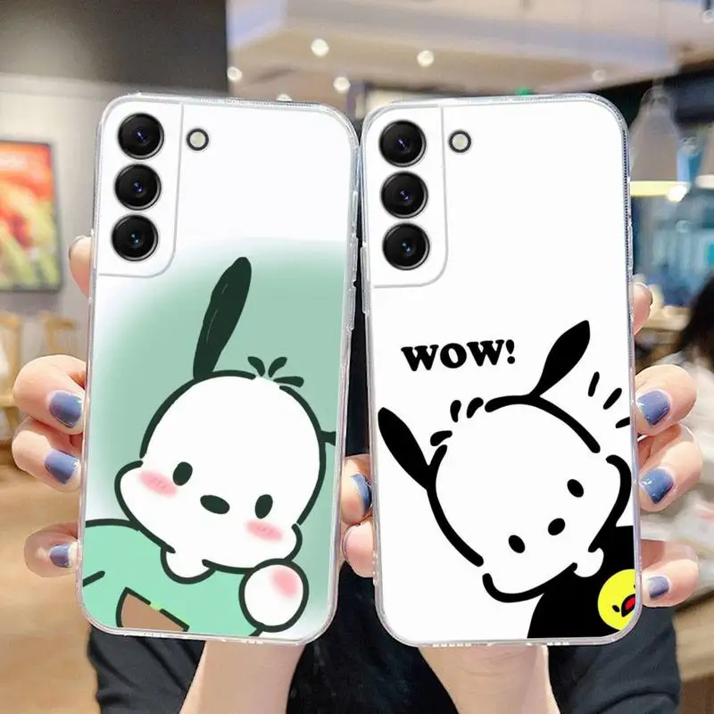 

Cute Sanrio Cartoon Pochacco Phone Case For Samsung Galaxy S22 S21 Ultra S20 S30 FE S8 S9 S10 5G Plus Lite Soft Transparent