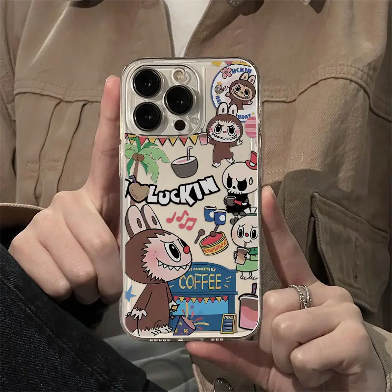 Cute cartoon Labubu Phone Case For OPPO Reno 12F 12 7 11 11F 10 2F 4 8 8T 8Z 7Z 6Z 6 5 Pro Plus 4G 5G Clear Soft TPU Cover