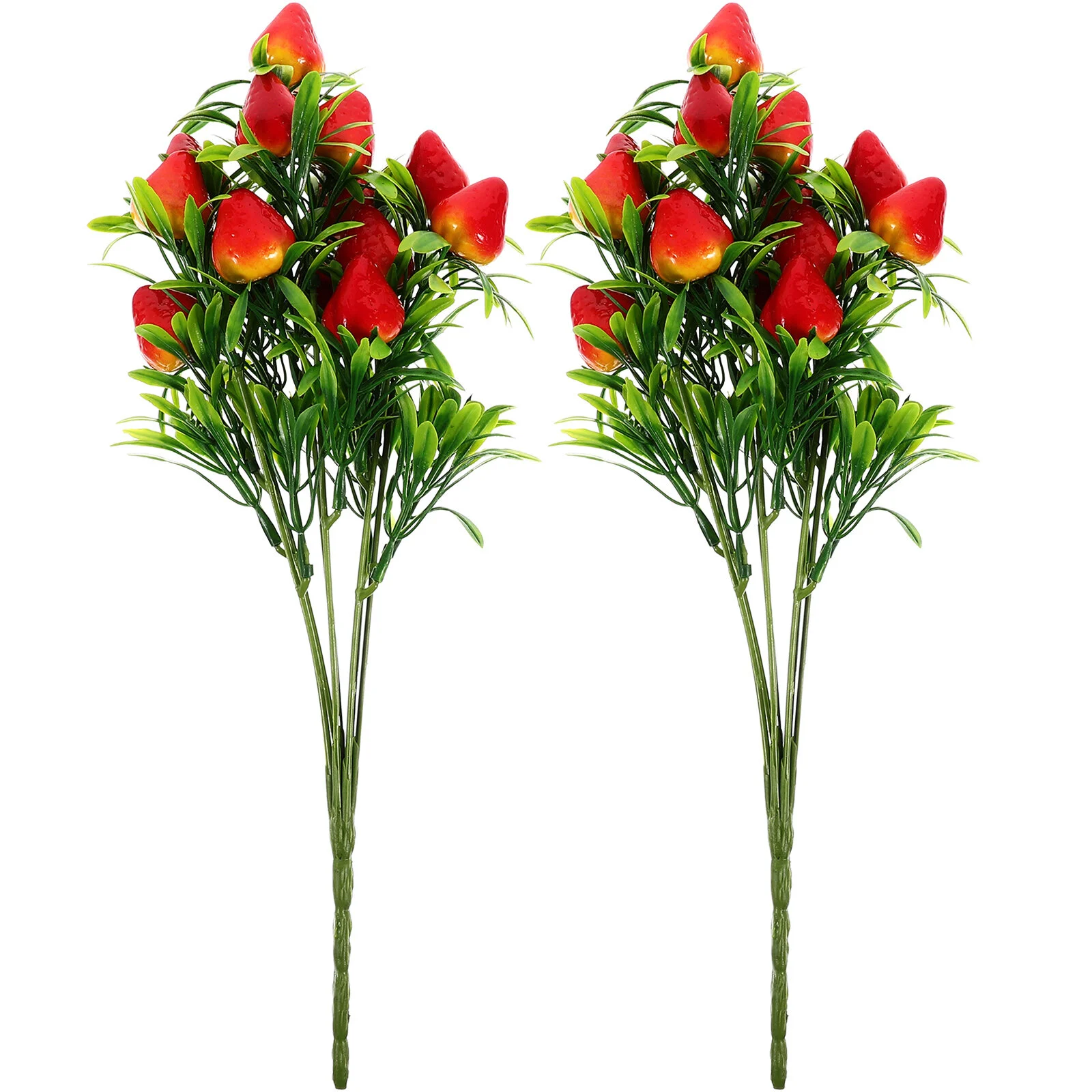 

2 Pcs Wreath Strawberry Ornament Simulated Branches Adorn Photo Gift Festival Decor Fake Bouquet Bride