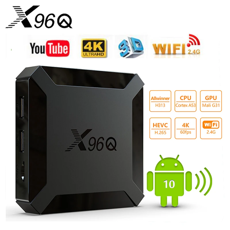 

X96Q Smart TV Box Android 10 Amlogic S905W4 Quad Core x96 q 1G 8G 2G 16G Allwinner H313 smart ip tv set top box pk h96max