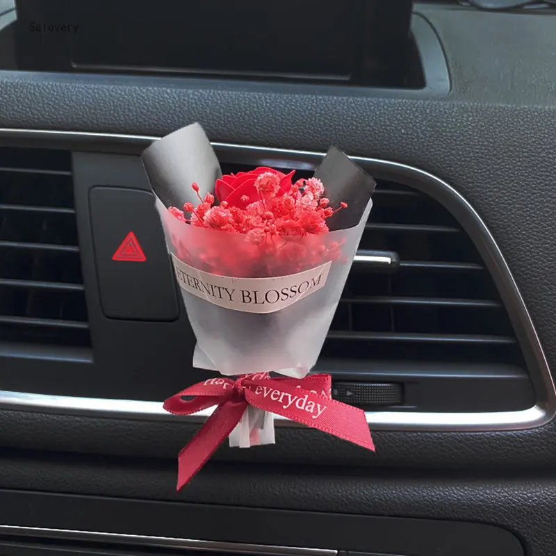 Car Decoration Interior 3D Bouquet Air Vent Clip Auto Perfume Car Aroma Diffuser Flavoring In Car Accessories Girls Women Gifts