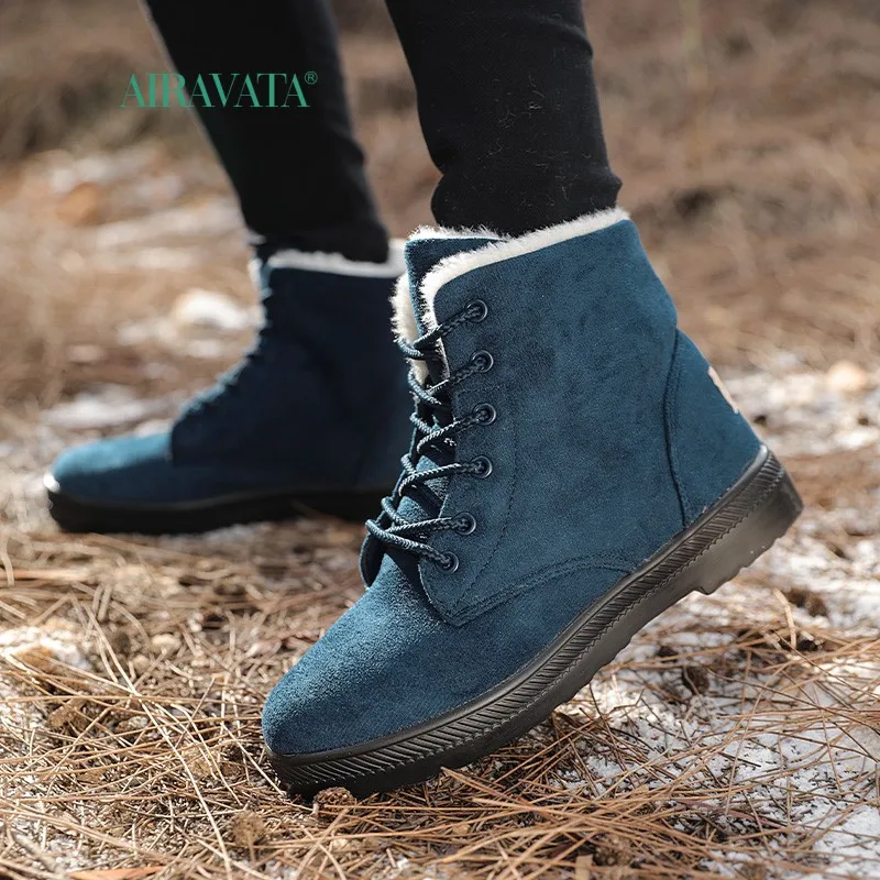Winter Snow Boots Lady Waterproof Warm Hiking Shoes Womens Lace Up Ankle Boot Non Slip Plush Fur Sneakers Plus Size 35-44