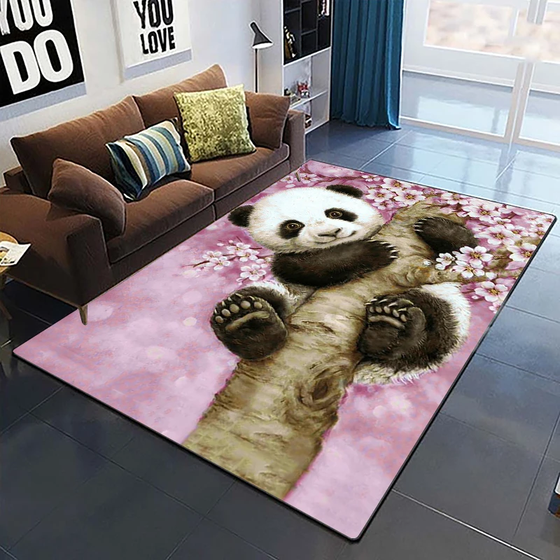 Art Panda 3D Print Carpets for Living Room Bedroom Decor Carpet Soft Flannel Home Bedside Floor Mat Play Area Rugs Dropshipping