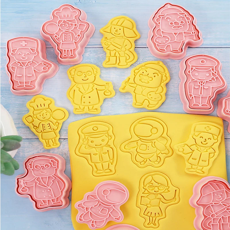 

8pcs Baking Mold Cartoon Anime Cookie Cutter Diy Pastry Decor Cake Stamp Kitchen Bakeware Tools Waffle Biscuit Maker