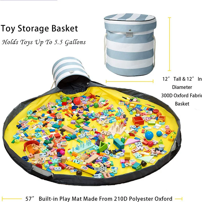 

Children's Toy Storage Bag Building doll Round Storage Baby Game pad storage bucket Household Large-capacity Cute Printing