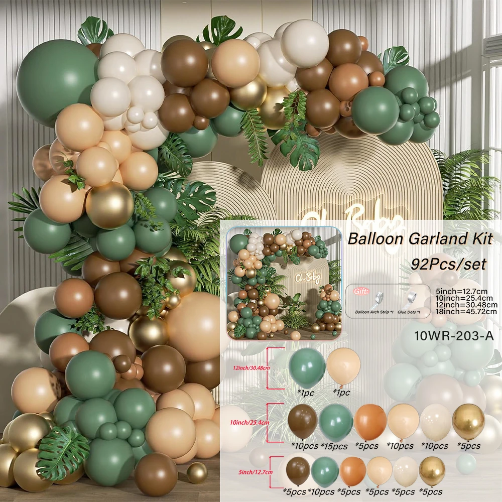 

Набор воздушных шаров WellParti, зеленый, коричневый, 92 шт.