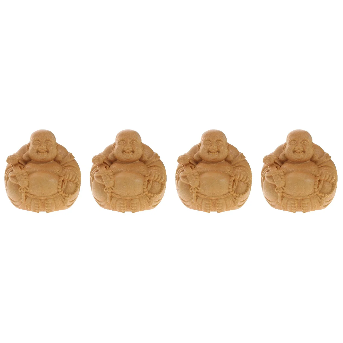 

4pcs Wooden Carved Maitreya Adornment Wood Maitreya Craft Tabletop Ornament