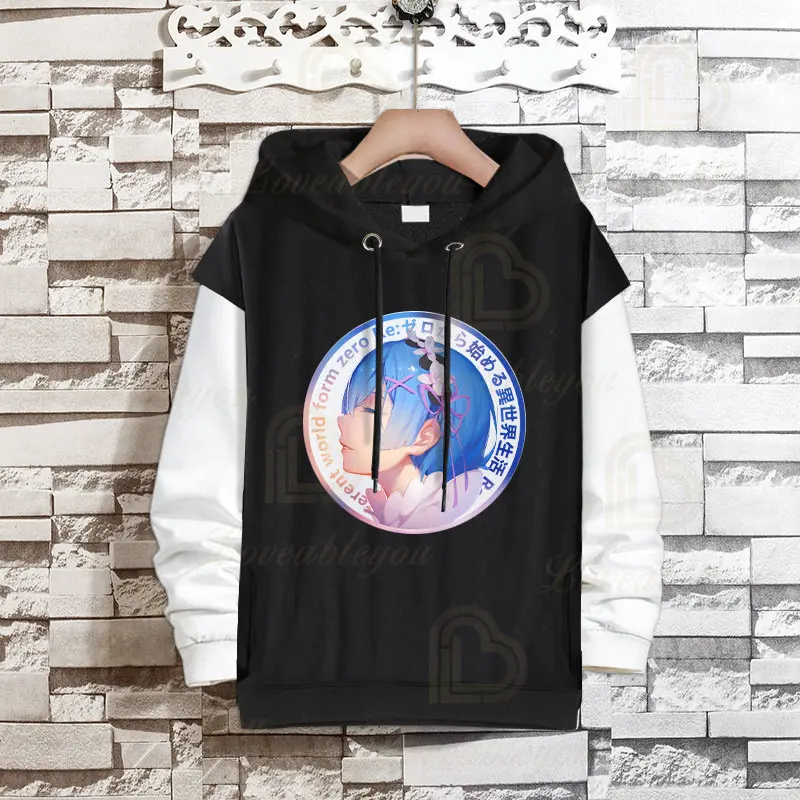 

Толстовка мужская с длинным рукавом, японское аниме «Re: Life In A другой мир», свободная худи в стиле Харадзюку, в стиле пэчворк, с принтом царапи...