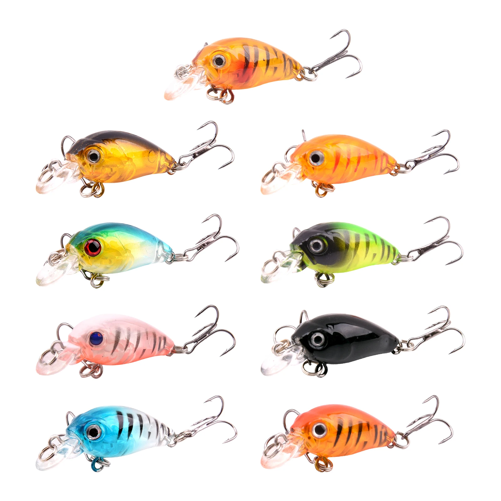 

9Pc Artificial Bait Multi Colors Sea Hook Plastic Fishing Lure Outdoor Durable And Practical 3D Bright Color For Attract Fish