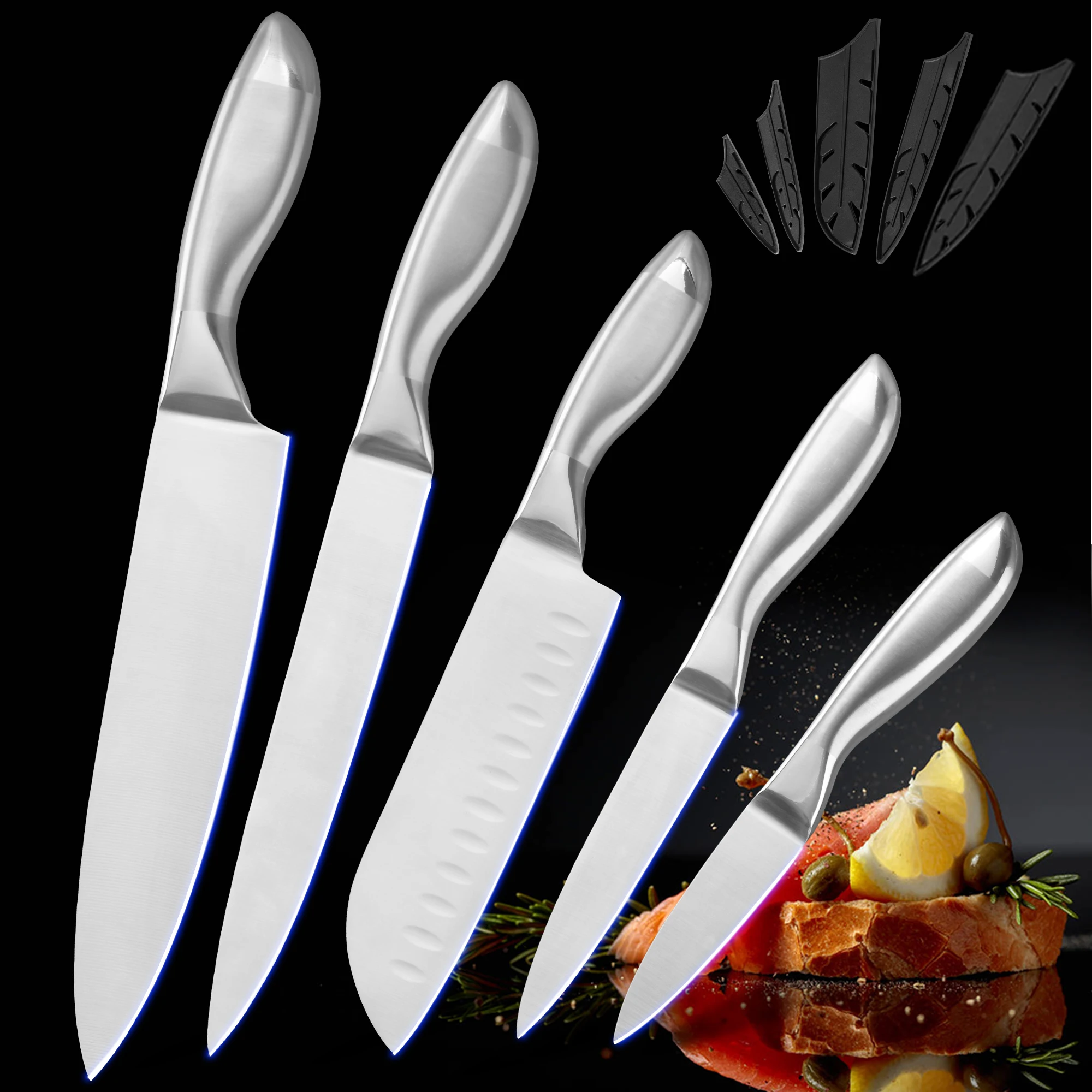 XYJ Professional Knife Sets for Master Chefs Camping Chef Knife Set with  Bag Sheath Full Tang Culinary Kitchen Butcher Meat Knives Slicing Cooking  Cutting Knives