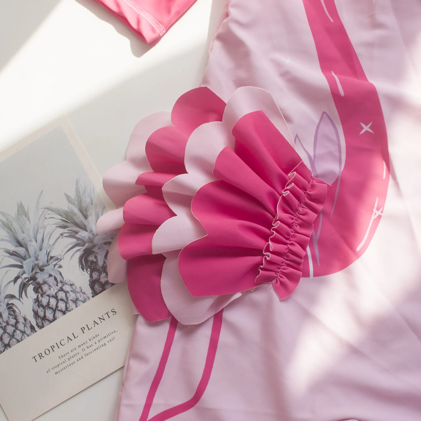 Цельный розовый купальник с фламинго для девочек от 4 до 7 лет лоскутный детская