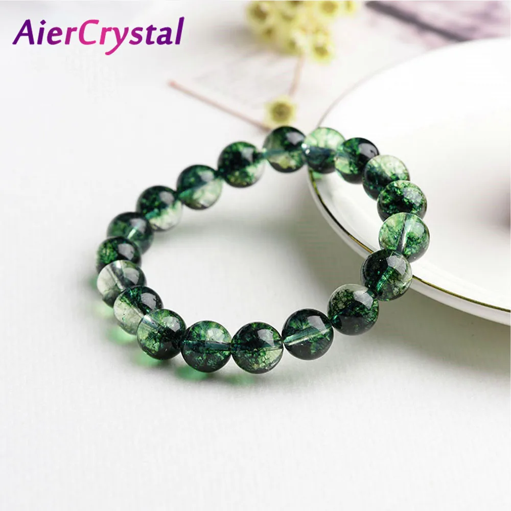 

Natural Green Ghost Bead Bracelet Crystal Stone Chakra Healing Couples Men Women Elastic Rope Bracelets Fashion Jewelry Gift