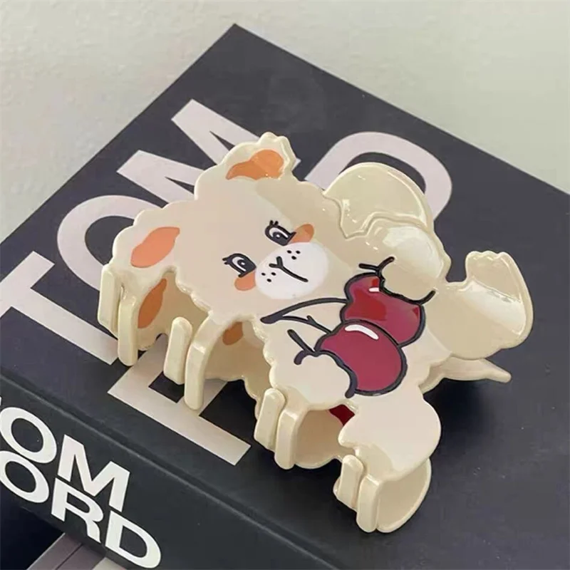 

AISHG Cute Cartoon Hair Clips Cherry Bear Clamp Hairpin Oversized Acetate Women Fashion Head Back Clips Girls Hair Accessories