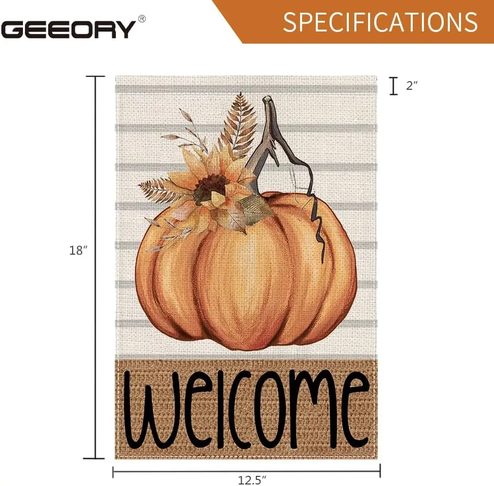 GEEORY осенний приветственный Садовый флаг 12 5x18 дюймов тыква Подсолнух