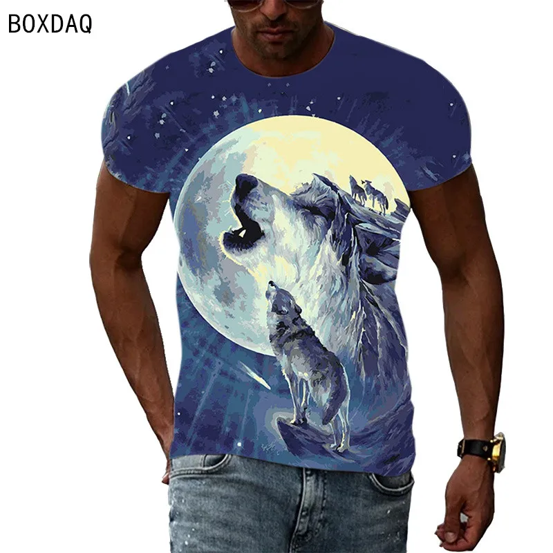 

3D Animal Wolf Graphic T Shirt Summer Men Casual Tops Big Size 6XL Short Sleeve T-shirt Fashion Personality Hip Hop Harajuku Top