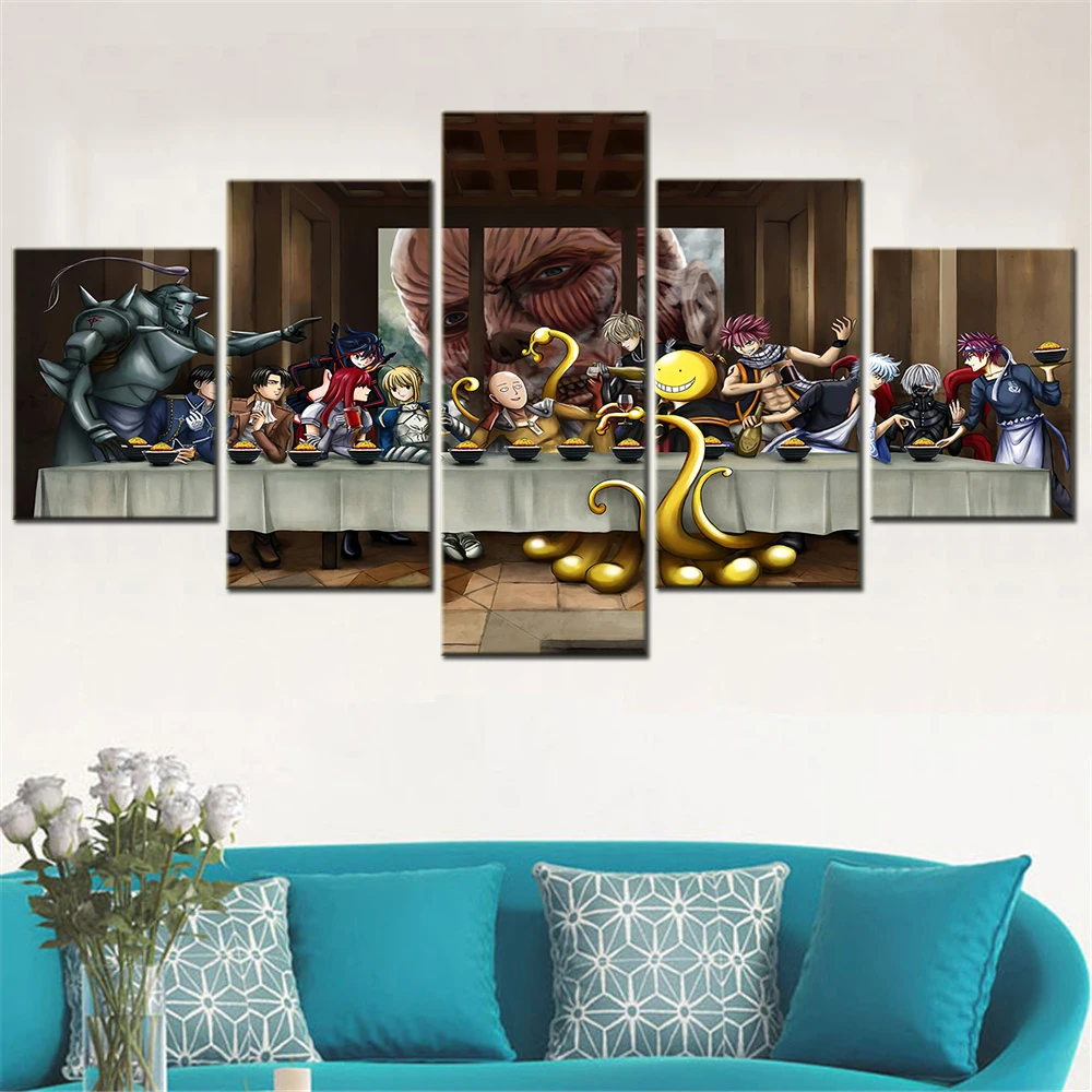 

The Last Supper Anime Crossover Canvas Wall Art Pictures Japan Anime Figure Poster Home Interior Paintings Decor Live Room Frame