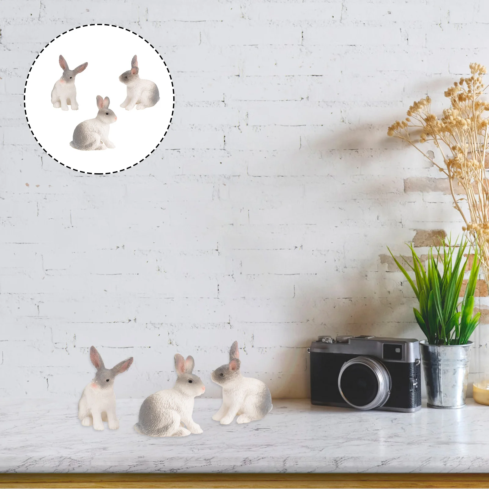 

Easter Bunny Rabbit Mini Figurine Figurines Miniature Ornament Props Cognitive Animal Filler Accessories Sculpture Models