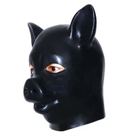 latex rubber black gum fetish pig hood mask full head animal hood fetish %ef%bc%88hedad around 54 57cm%ef%bc%89