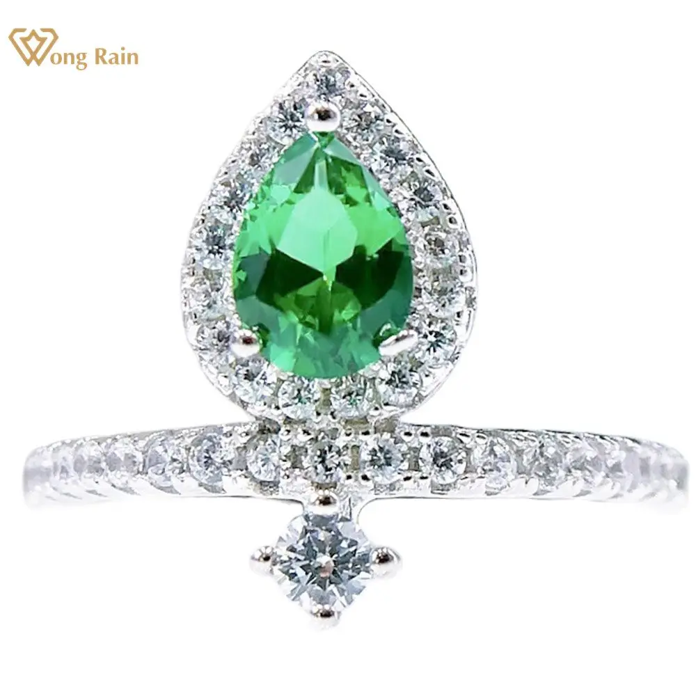 

Wong Rain, 100% богемное Серебряная Груша 925 пробы с изумрудом, высокоуглеродные бриллианты, обручальное кольцо, ювелирные украшения, оптовая прод...