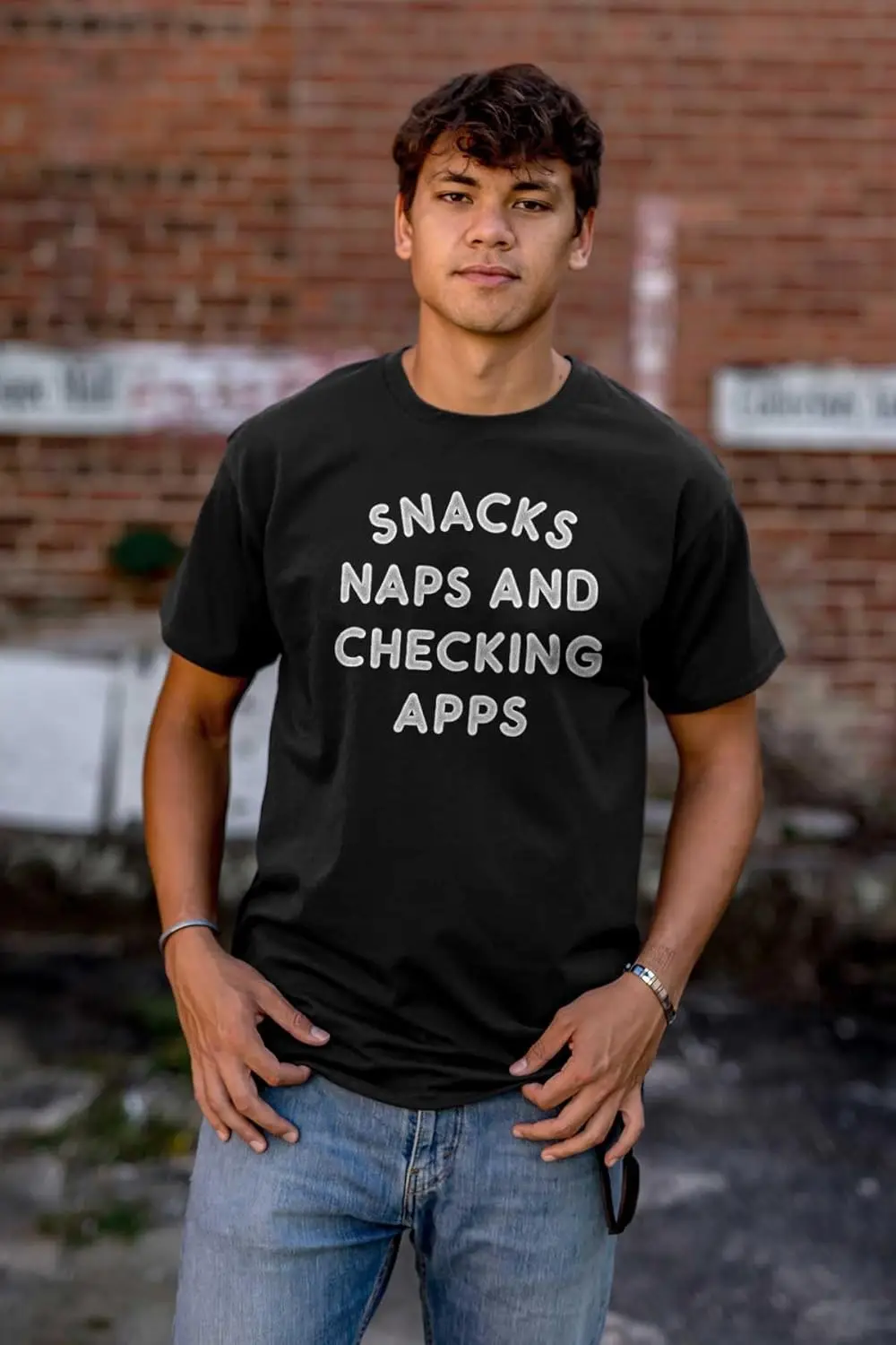 Бренды Brisco Snacks Naps Checking Apps Футболка с рисунком Lazy Chill для мужчин и женщин