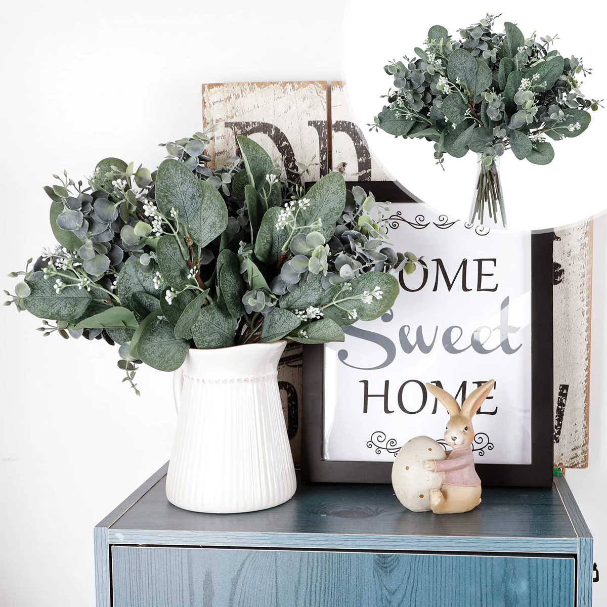 

20 шт., многоразовые искусственные стебли листьев эвкалипта