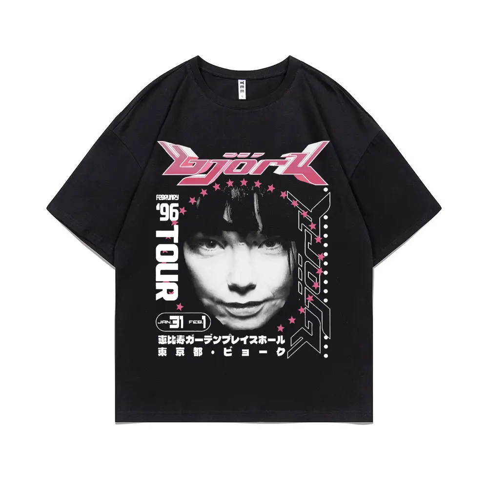 

Vintage Bjork Japanese Tour 1996 Music Album Tshirt Hip Hop Streetwear T-shirts Men Women Short Sleeve Men's Oversized T Shirt