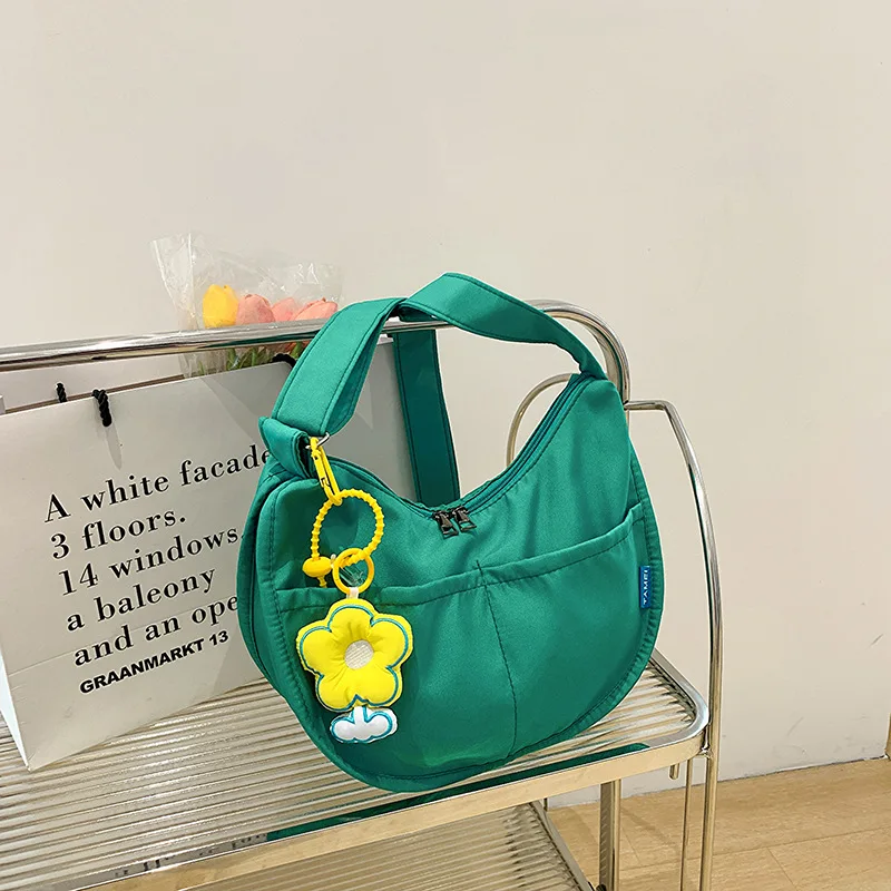 

2023 Canvas Women's Crossbody Bag Trend Small Shoulder Handbag Korean Solid Color Student Phone Bag Simple Shopper Zipper Purse
