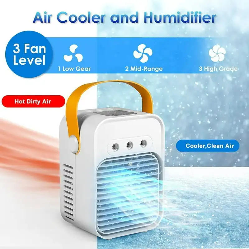 

Portable Air Conditioner Cordless Air Cooler Fan Personal Air Cooler Evaporative with 3 Speeds 7 Colors