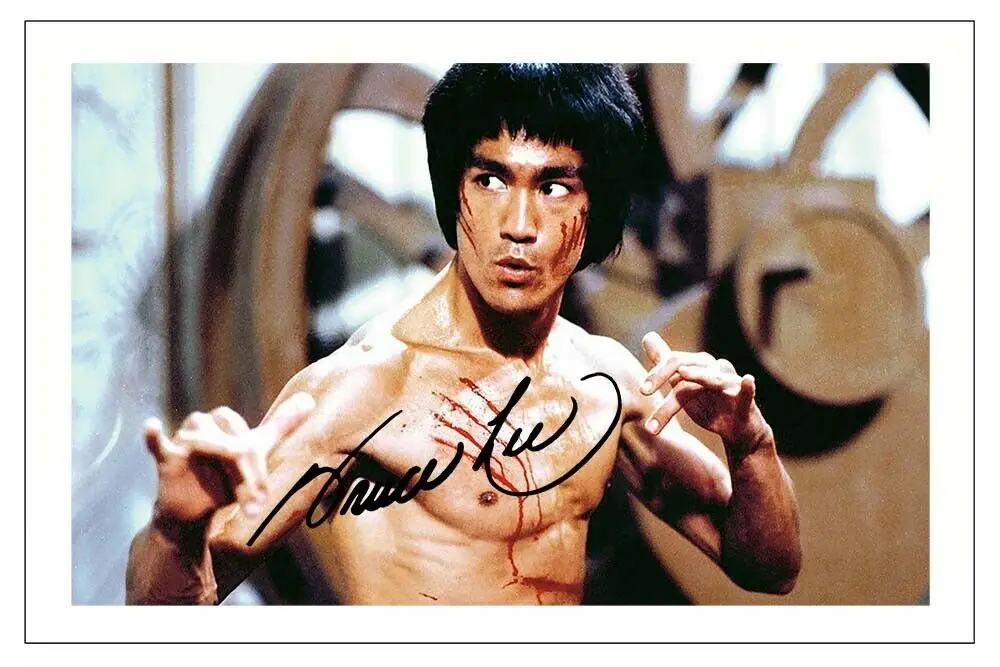 

BRUCE LEE Signed Art Film Print Silk Poster Home Wall Decor