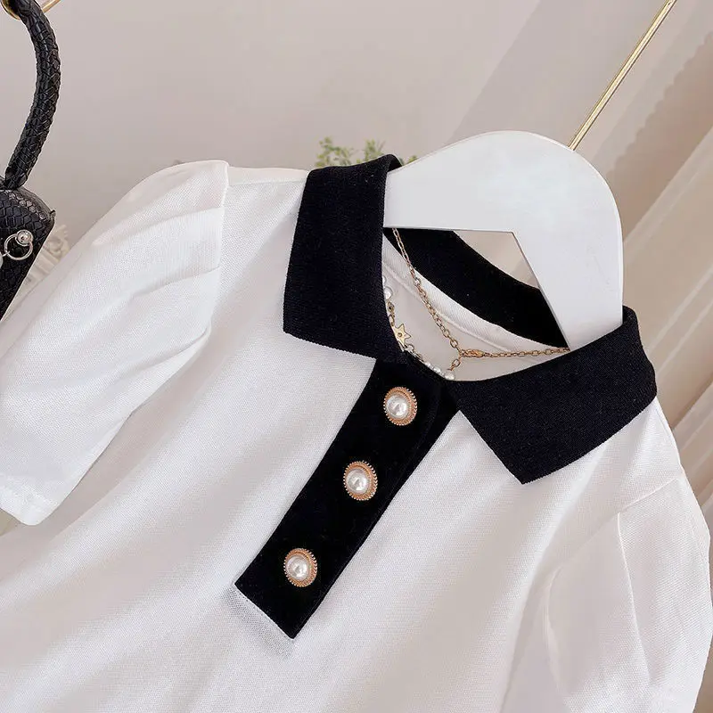 2pc 2022 Summer Girls Sets Child latest Clothes Suit Children teens Short-Sleeved shirt blouse + lace pleated skirt Kids 12 year