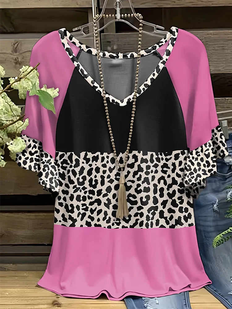 Женская футболка с коротким рукавом и V-образным вырезом