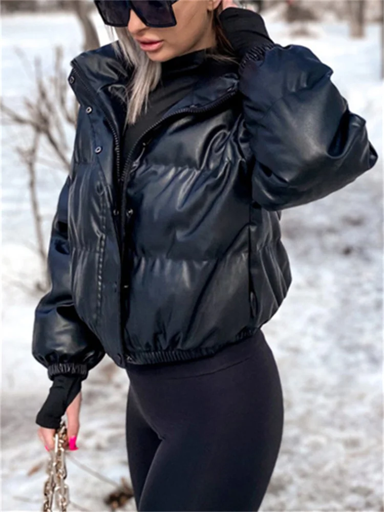 

Винтажное Женское пальто в стиле Харадзюку, новинка сезона осень-зима 2023, кожаная куртка с воротником-стойкой, повседневные женские теплые короткие пальто